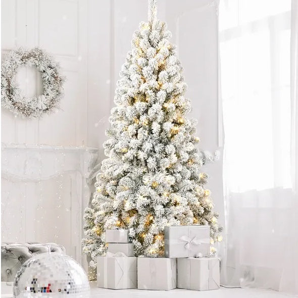 5ft Pre-lit Flocked Artificial Christmas Tree Environmentally Friendly Fireproof Artificial Christmas Flocked Tree