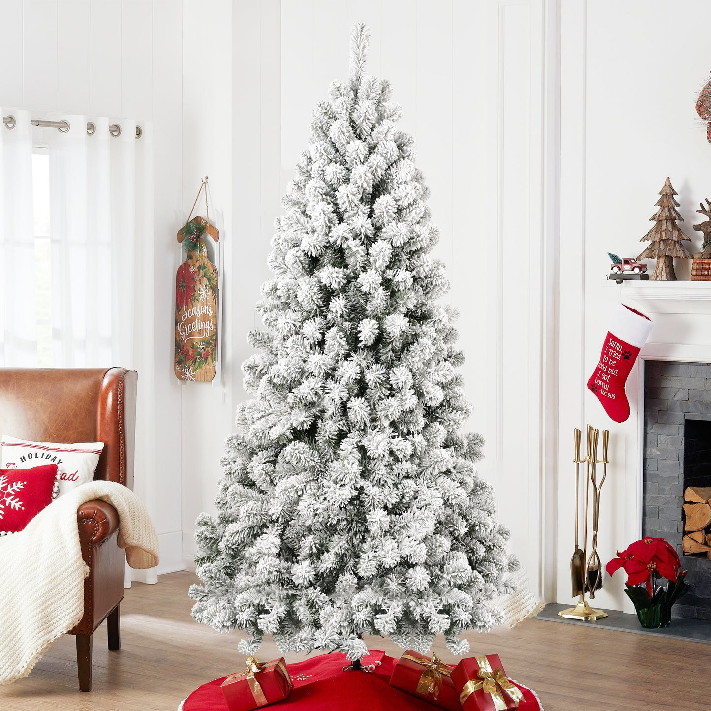 The 5-foot Pre-installed Flocked Christmas Tree Comes With 498 Memory Line Tips And Is Illuminated By 200 Warm Incandescent Lights